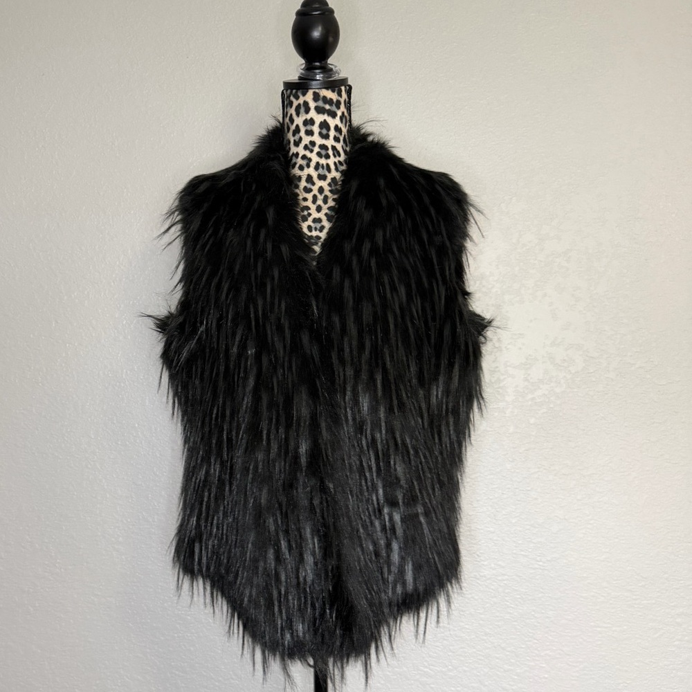 Ivanka Trump Black Faux Fur Vest